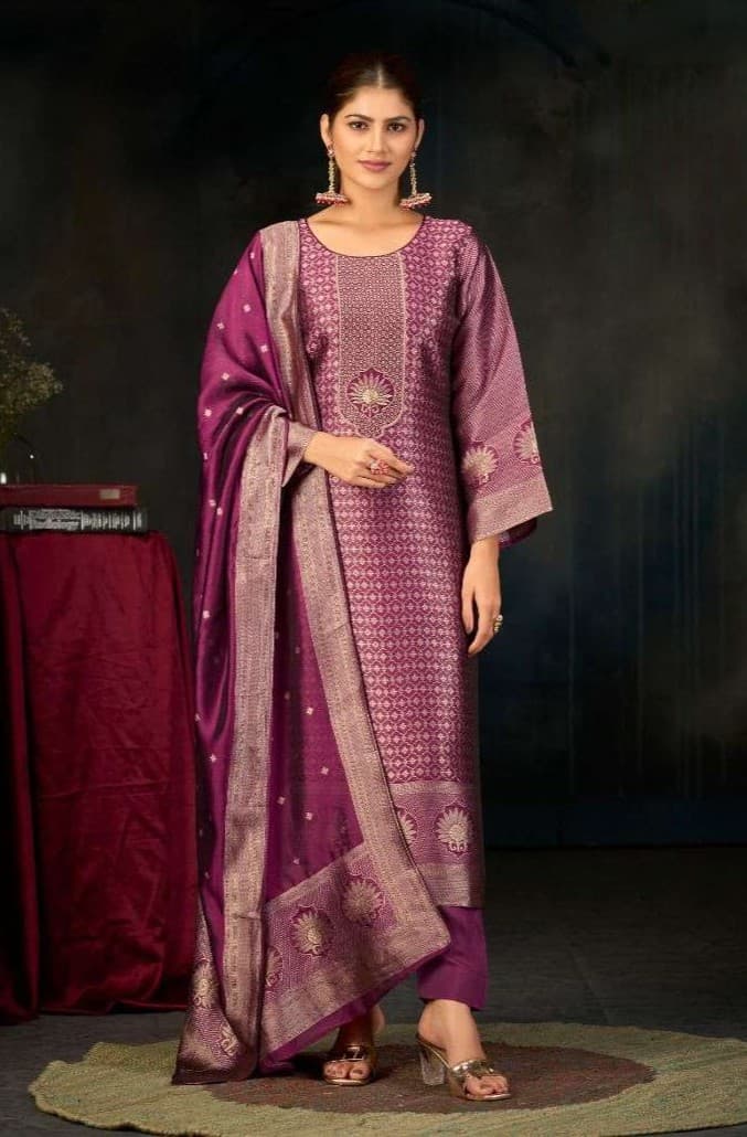 Jam Silk Katan Unstitched Three Piece